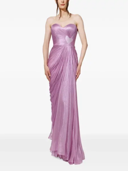 Rochie Iris Serban drapată cu motiv cu inimi violet