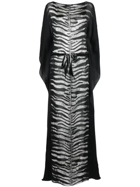 Sukienka maxi Roberto Cavalli z nadrukiem w zebrę garniturowa czarna