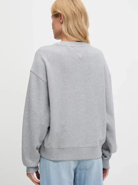 Tommy Jeans Bombažen pulover siva