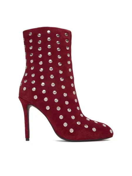 Eva Minge Škornji Bordo rdeča