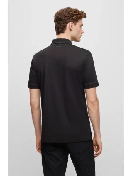 BOSS BLACK Polo Paras | mercerizat negru
