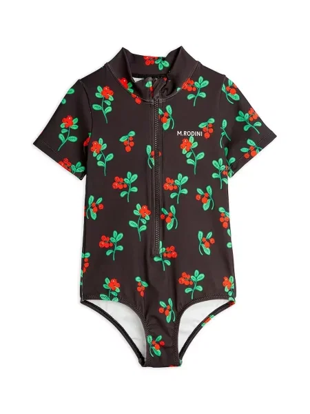 Mini Rodini Jednodílné dětské plavky Lingonberries černé