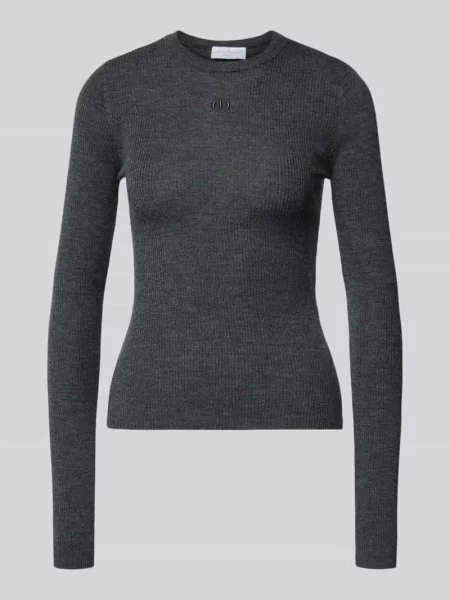 Sweter z dzianiny z wełny z haftem model ‘Corin Jumper’ Leger