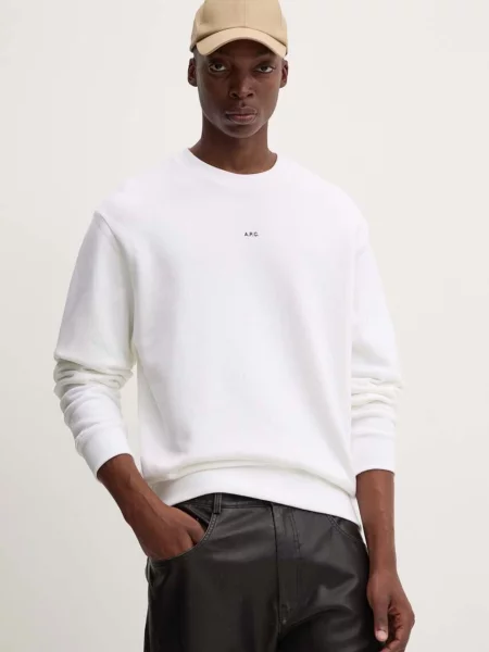 A.P.C. hanorac de sweat boxy micro logo GOTS barbati neted alb