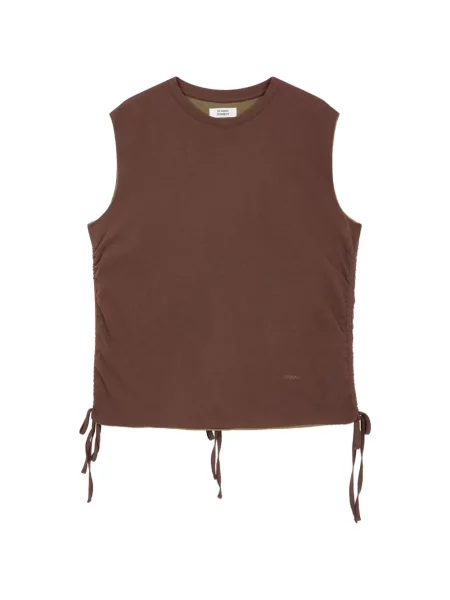 Top Tomboy cu volane cu cordon maro