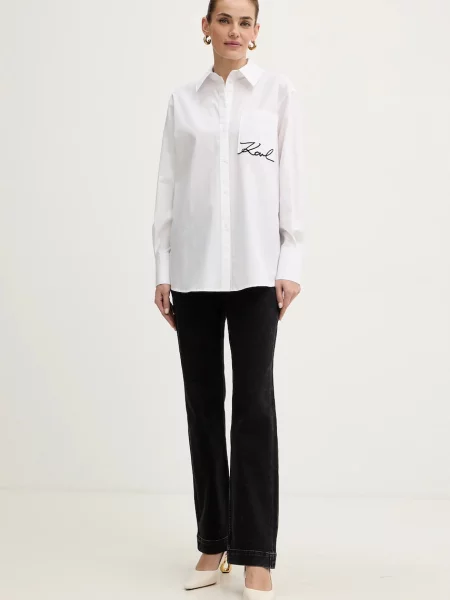 Karl Lagerfeld koszula relaxed z kołnierzykiem klasycznym biały