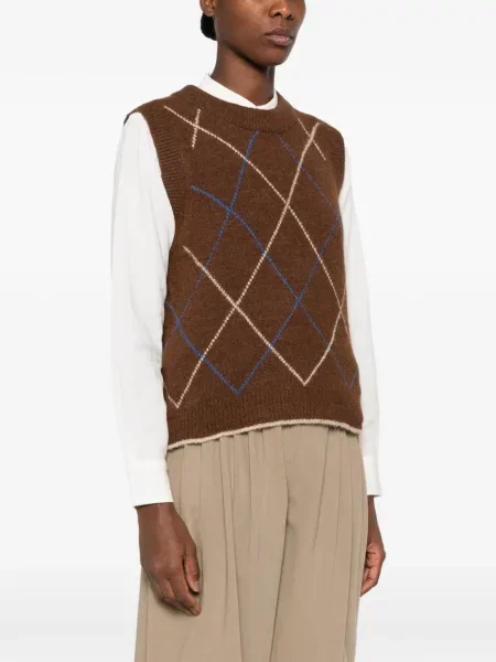 Vestă Moismont tricotate cu model argyle maro