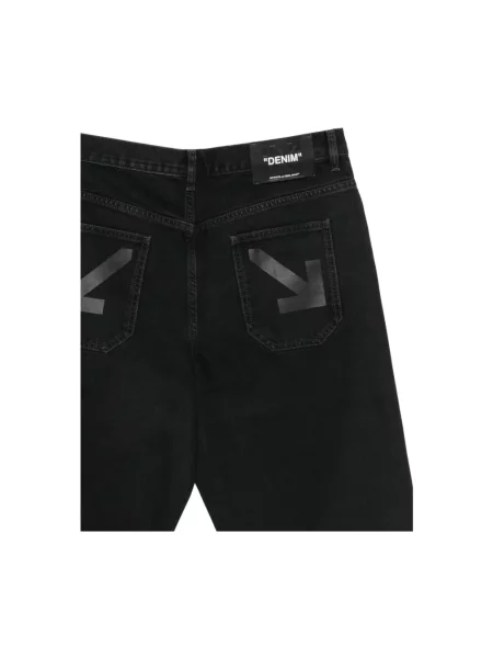 Jeansy straight leg Off-white z nadrukiem białe