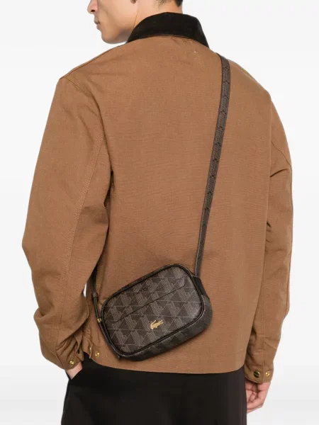 Geantă crossbody Lacoste cu imagine maro