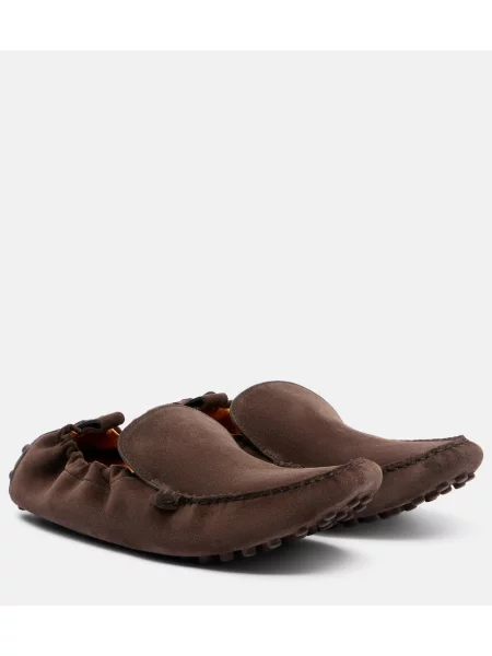 Pantofi loafer Tod's din piele de căprioară maro