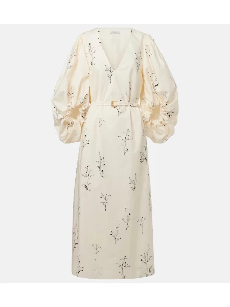 Rochie midi Altuzarra cu model floral până la genunchi de costum alb