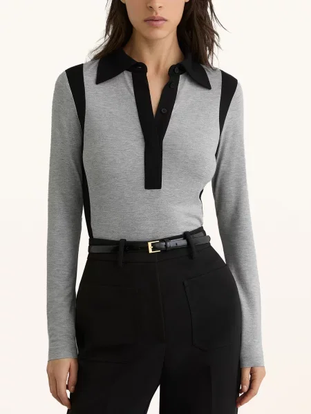 Reiss Jerseyové Polo Tričko Denise šedá černá