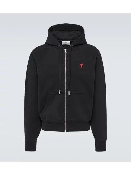 Mikina s kapucí Ami Paris jersey černá