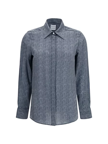Cămașă Sara Roka cu model herringbone albastru