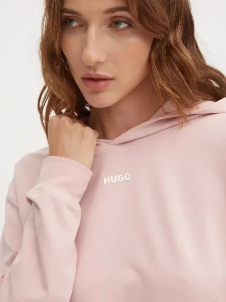 Однотонный свитер Hugo с капюшоном розовый