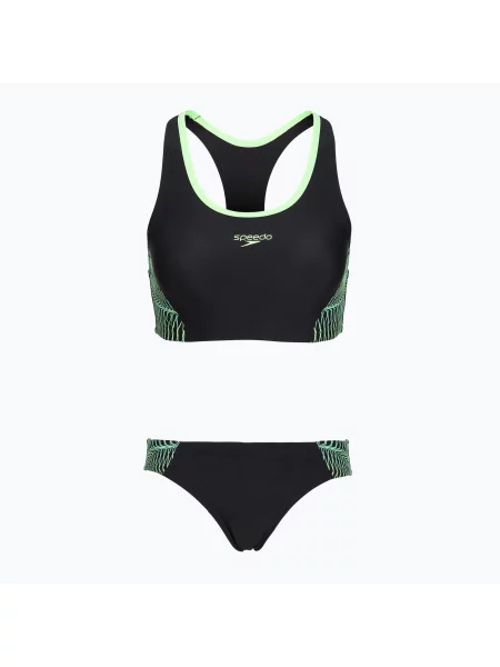 Costum de baie din două piese pentru femei Speedo Placement Raceback anthracite/clover