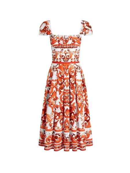 Rochie Dolce & Gabbana cu imagine din poplin portocaliu
