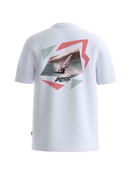 BOSS Tricou Movement Crem alb