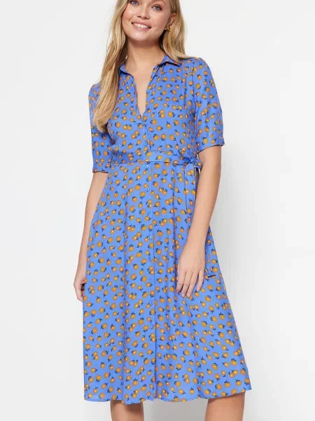 Rochie tip cămașă Trendyol albastru