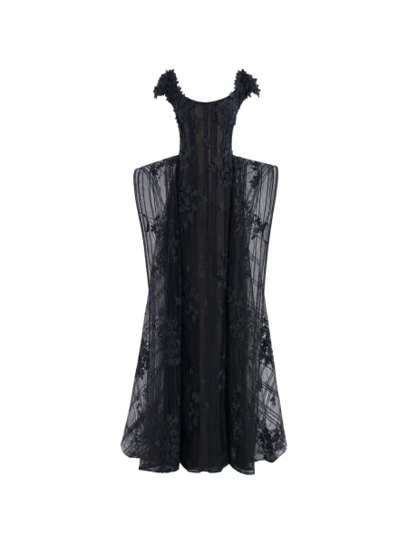 Rochie Gemy Maalouf cu broderie cu model floral negru