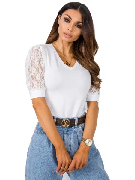 Tricou Rue Paris din dantelă gri