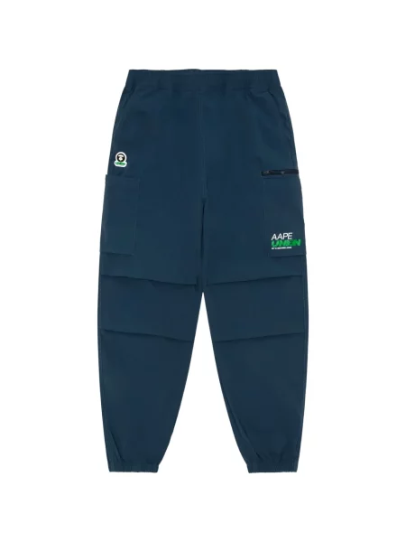 Pantaloni Aape By A Bathing Ape alergare cu autograf albastru