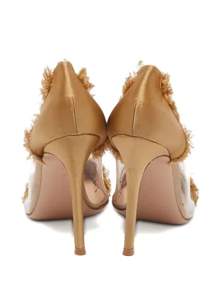 Saténové lodičky Gianvito Rossi s třásněmi žluté