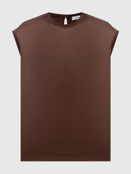 Топ із шовку Brunello Cucinelli коричневий