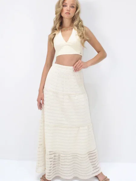 Trend Alaçatı Stili Fustă ecru