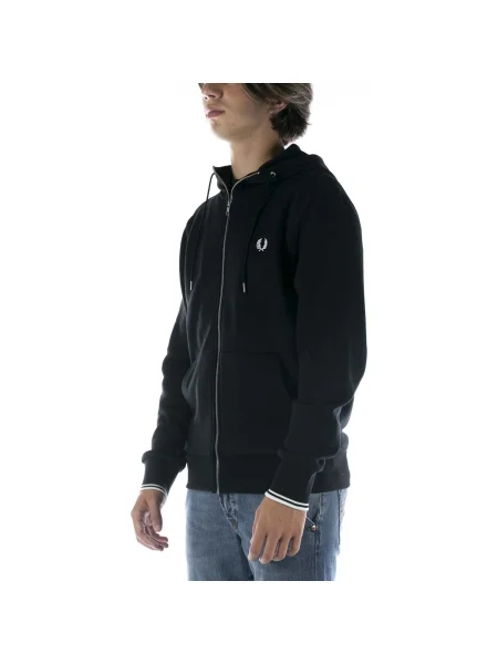 Mikina na zips Fred Perry s kapucňou čierna