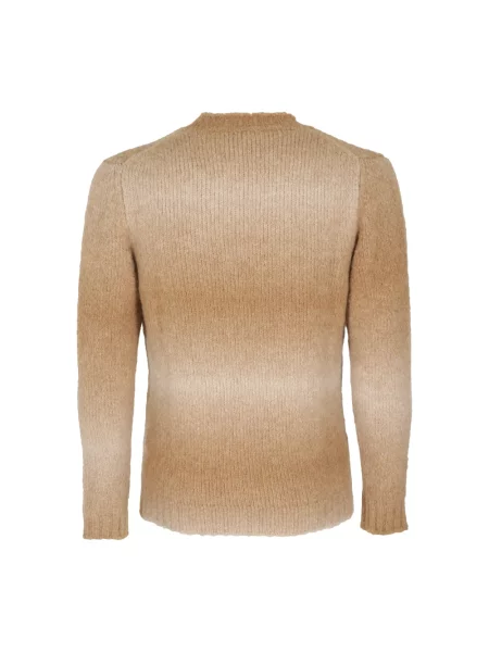 Sweter Kangra z alpaki w paski z paskiem brązowy