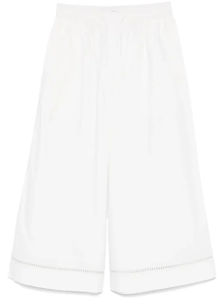 Pantaloni Yves Salomon din poplin alb