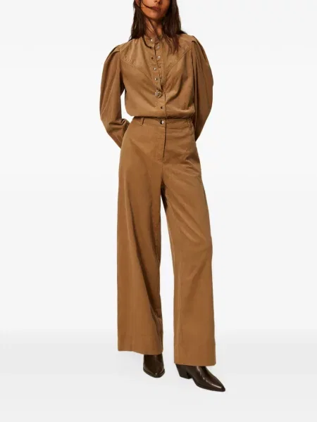 Pantaloni Twinset de catifea maro