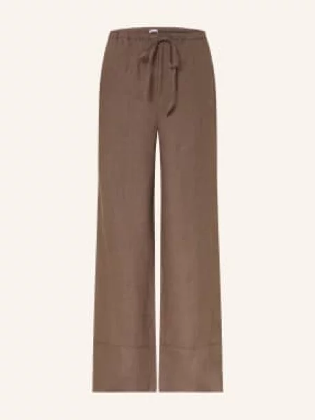 Mrs & Hugs Spodnie Marlene Z Lnu beige beżowe
