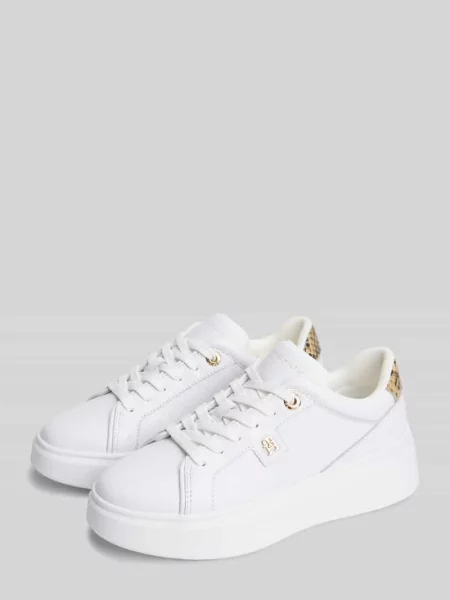 Sneakersy z naturalnej skóry z detalem z logo Tommy Hilfiger białe