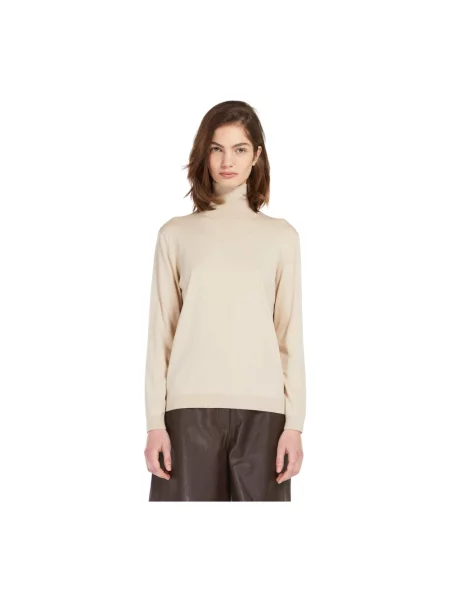 Sweter z golfem Weekend Max Mara do golfa beżowy