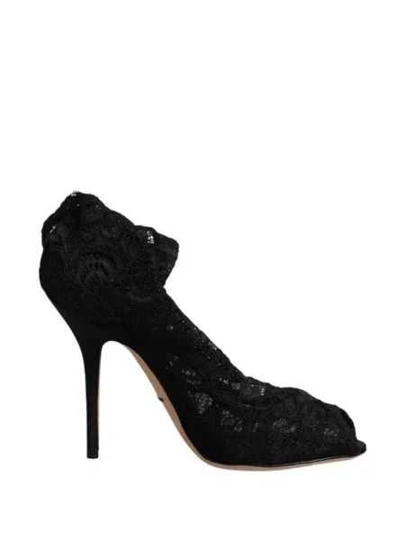 Cizme scurte Dolce & Gabbana din dantelă negru