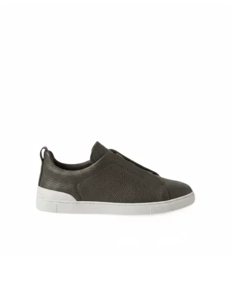 Sneakerși Zegna din piele gri