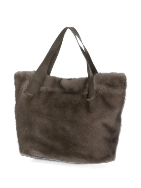 Geantă shopper Bully cu blană maro