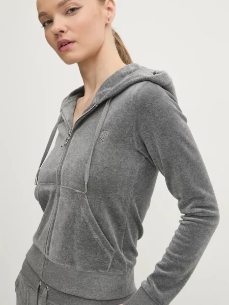 Суичър с качулка Juicy Couture с качулка сиво