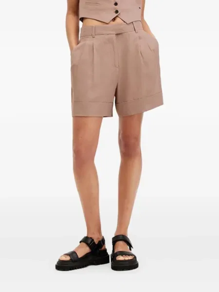Pantaloni scurți Allsaints plisate maro