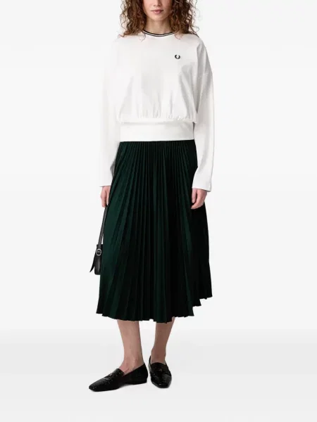 Дълго тениска Fred Perry бродирана бяло