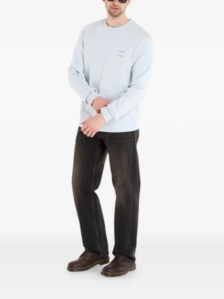 Hanorac crewneck Samsøe Samsøe cu imagine cu decolteu rotund albastru