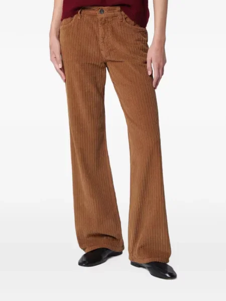Pantaloni Alexandra Golovanoff de catifea cord evazate maro