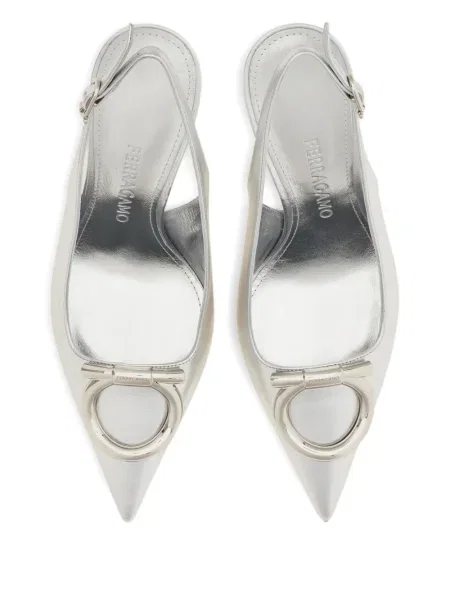 Pantofi cu toc Ferragamo slingback argintiu