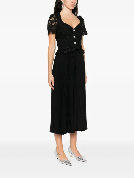 Rochie maxi Nissa din dantelă de costum negru