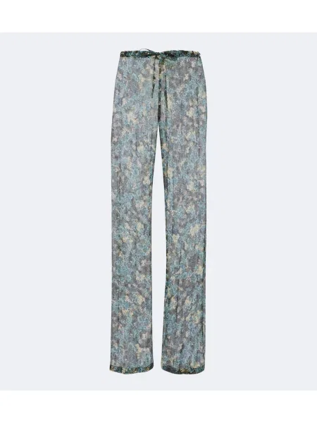 Pantaloni Dries Van Noten cu model floral albastru
