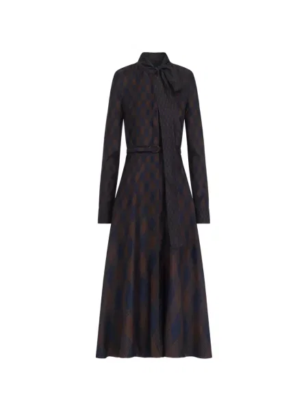 Rochie midi Oscar De La Renta cu imagine cu model argyle cu legături maro