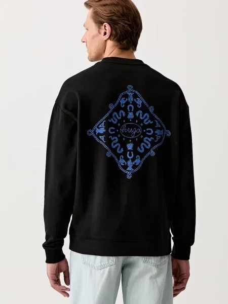 HUGO Blue hanorac oversized pentru bărbați din Nugodana negru