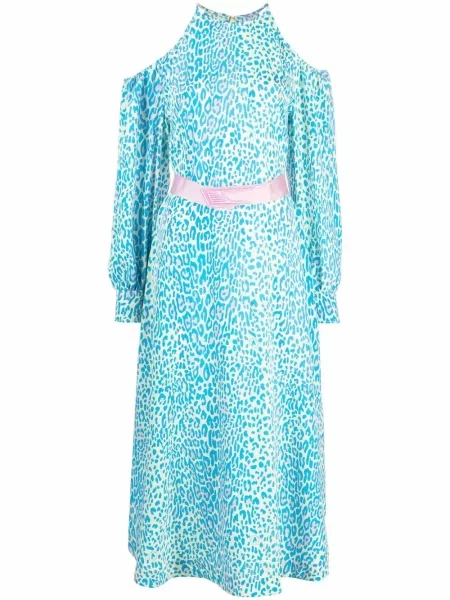 Rochie Stella Mccartney cu imagine cu model leopard de costum albastru